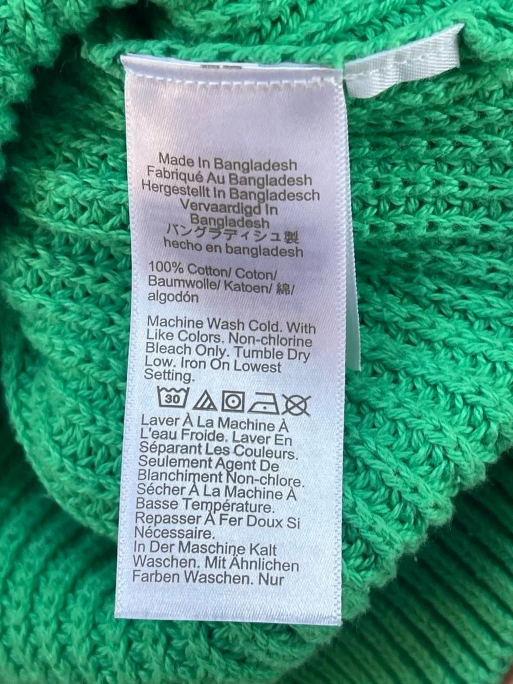 J.Crew Green Ribbed Chunky Knit Cotton Minimalist Classic Sweater Sp23 Sz XXS